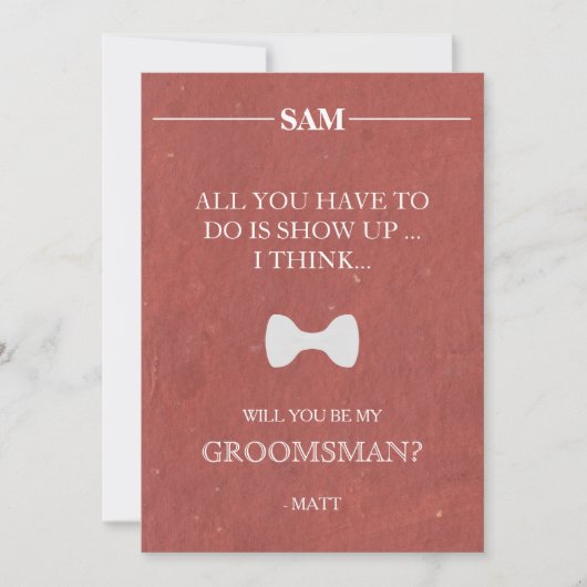 Serez-Vous Mon Groomsman ? Invitation (Devant)