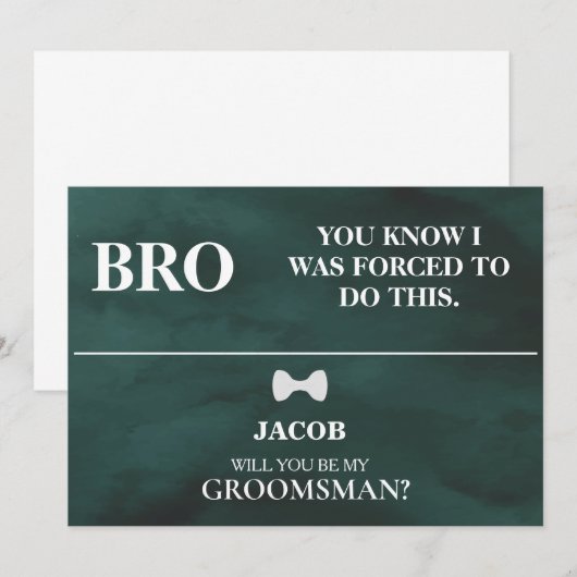 Serez-Vous Mon Groomsman ? Invitation (Devant / Derrière)