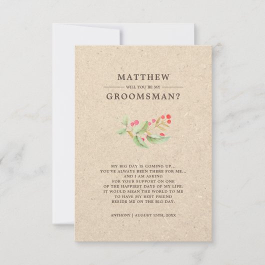 Serez-vous mon Groomsman ? Invitations rustiques (Devant)