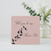 Serez-Vous Mon Invitation Rose Flower Girl (Debout devant)