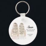 Serez-vous mon porte-clés de demoiselle d'honneur<br><div class="desc">Will You Be My Bridesmaid Proposition Keyring Simple et classique "Will you my bridesmaid ?" keyring mettant en vedette une mariée et une demoiselle d'honneur. Customisez le nom et le rôle à votre préférence.</div>