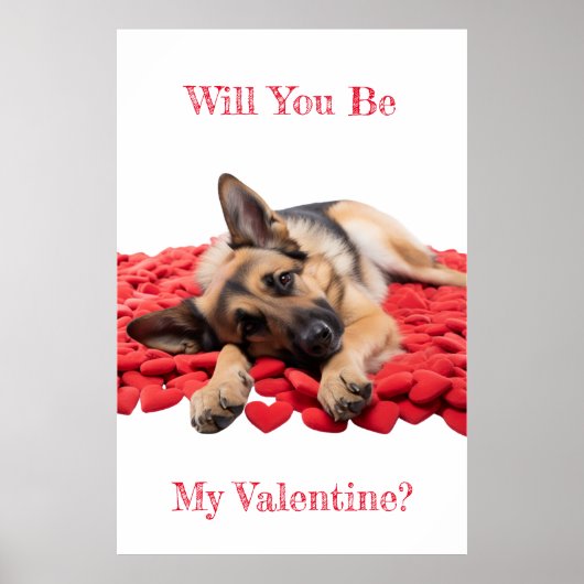 Serez-Vous Mon Poster De Berger Allemand Valentin (Devant)