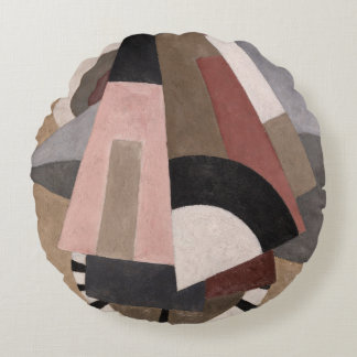 Serge Charchoune Compositie Cubistisch Aardtint Rond Kussen