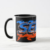 Serge prénom Graffiti blue tasse orange (Gauche)