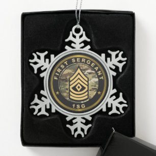 Sergeant der 1e klasse Eerste sergeant Tin Sneeuwvlok Ornament
