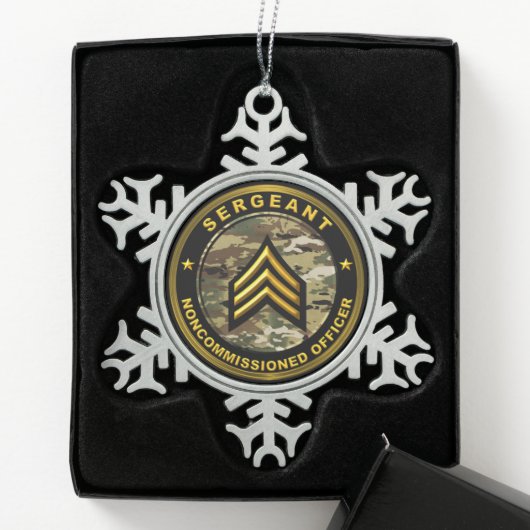 Sergeant Kerstmis Tin Sneeuwvlok Ornament (Kistje)