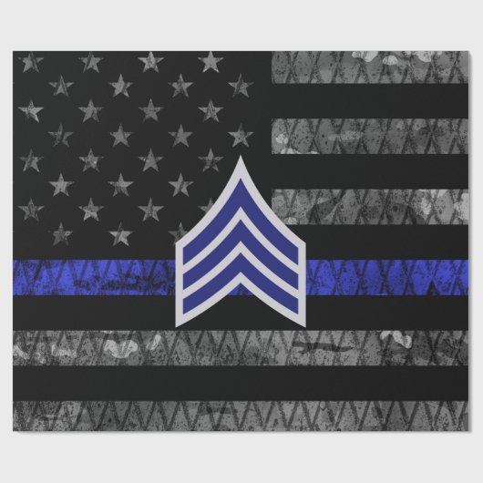 Sergeant Stripes Thin Blue Line Disted Flag Cadeaupapier (Vlak)