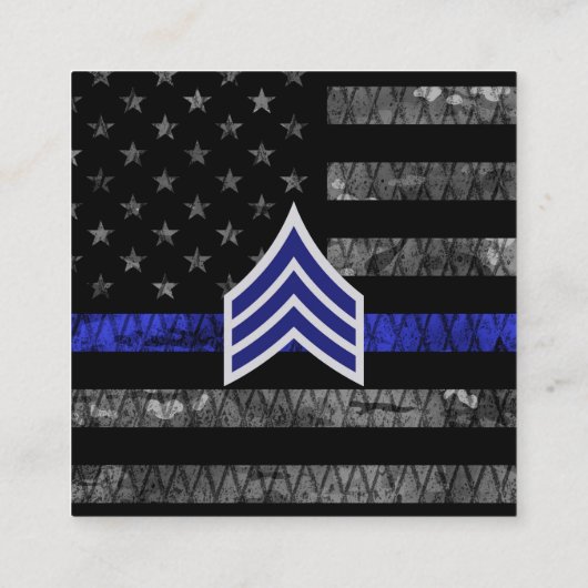 Sergeant Stripes Thin Blue Line Disted Flag Kortingskaartje (Achterkant)