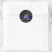 Sergeant Stripes Thin Blue Line Disted Flag Ronde Sticker (Tas)