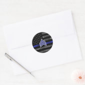 Sergeant Stripes Thin Blue Line Disted Flag Ronde Sticker (Envelop)