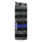 Sergeant Stripes Thin Blue Line Disted Flag Thermosbeker (Geroteerd rechts)