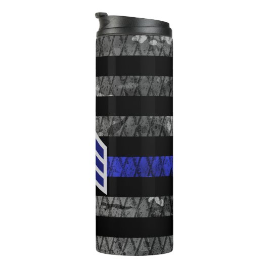 Sergeant Stripes Thin Blue Line Disted Flag Thermosbeker (Geroteerd rechts)