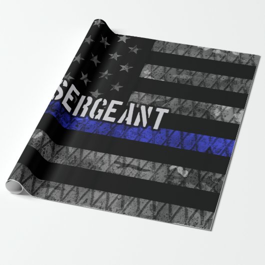 Sergeant Thin Blue Line Distress Vlag Cadeaupapier (Uitgerold)
