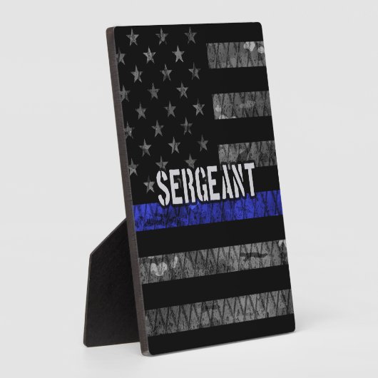 Sergeant Thin Blue Line Distress Vlag Fotoplaat (Zijkant)
