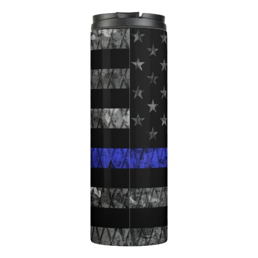 Sergeant Thin Blue Line Distress Vlag Thermosbeker (Achterkant)