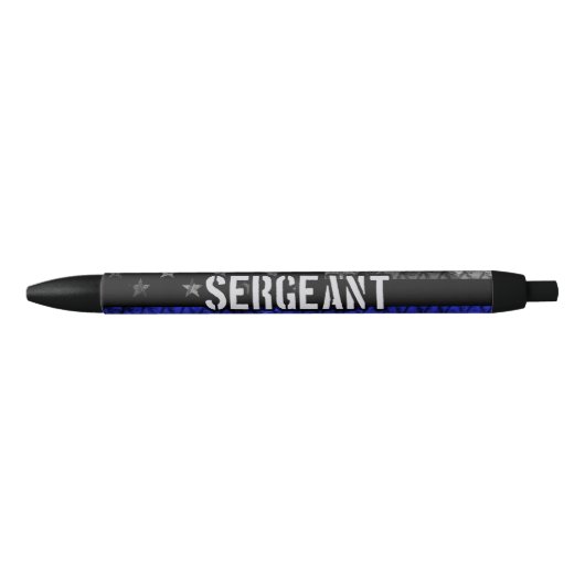 Sergeant Thin Blue Line Distress Vlag Zwarte Inkt Pen (Voorkant)