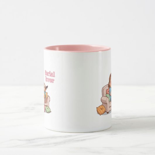 Serial Lover Mug – Cozy Night with Cat & Popcorn (Centre)