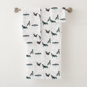 Série de serviettes de bain en pingouins mousseux
