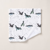 Série de serviettes de bain en pingouins mousseux  (Gant de toilette)