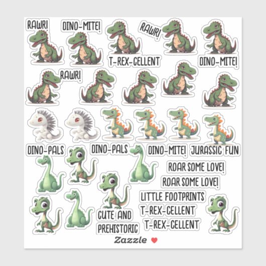 Série Dinosaur 23pcs Autocollant Vinyl Coupé Perso (Feuille)