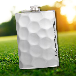 Serie gesigneerde gepersonaliseerde golfbalcadeaus heupfles