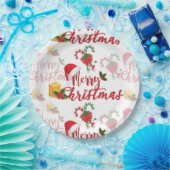Serie met prettige kerstkalligrafie papieren bordje (Feest)