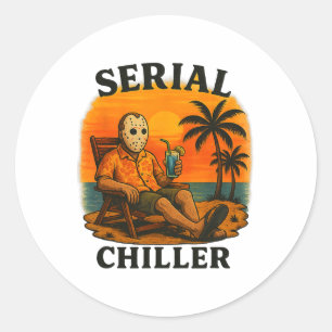 Serieel Koeler Grappige Horror Hockey Masker Vakan Ronde Sticker