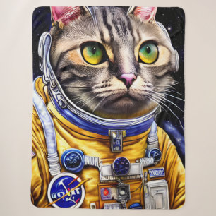 Seriële Astronaut Cat Artwork Sherpa Deken