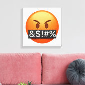 Serieus gezicht met symbolen die de mond bedekken canvas afdruk (Insitu (Woonkamer))