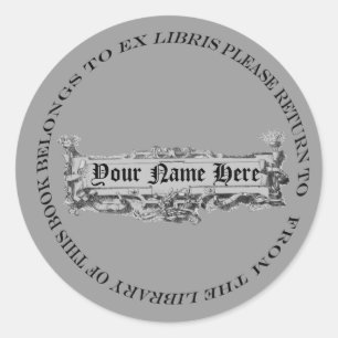 Serieus uitziende maar licht Gekke Bookplate Ronde Sticker