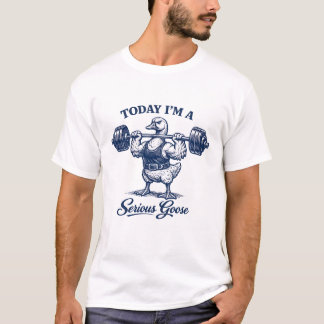 Serieuze Gans Gym Gewichtheffer T-shirt