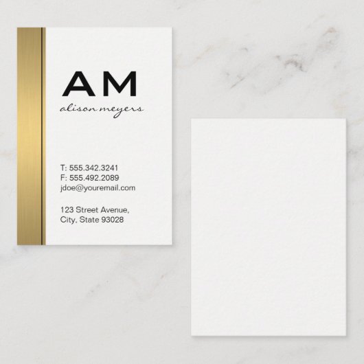Serif Monogram Gold Metallic Trim Visitekaartje (Voorkant / Achterkant)
