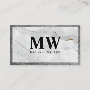 Serif Monogram   Marmer Leather Lux Visitekaartje