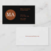 Serif Type Monogram Bronze Cirkel Visitekaartje (Voorkant / Achterkant)