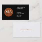 Serif Type Monogram Bronze Cirkel Visitekaartje (Voorkant / Achterkant)