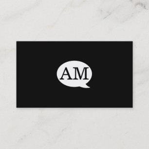 Serif Type Monogram Talk Bubble Visitekaartje