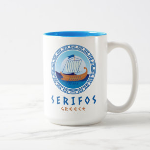 Serifos, Griekenland Grieks scheepsontwerp Tweekleurige Koffiemok