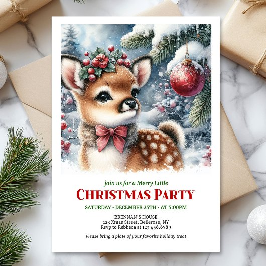Serine invitation de Noël à l'aquarelle pour bébé