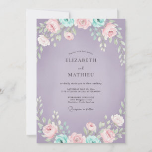 Sering Aqua Wilde Bloemen Bruiloft Kaart