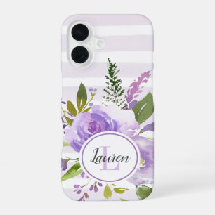 Sering Bloem en Strepen Monogram iPhone 16 Hoesje