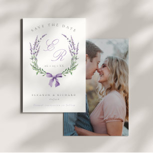 Sering Bloemenkrans & Strik Monogram Huwelijksfoto Save The Date