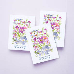 Sering ‘Gefeliciteerd oma’ Aquarel bloemen Kaart