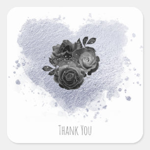 *~* Sering Iridiserende Hartbloemen Wit Klassiek Vierkante Sticker