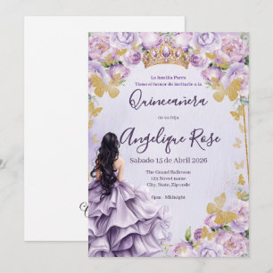 sering princess vlinder quinceanera uitnodiging