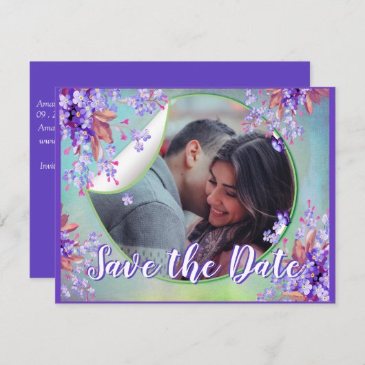 Sering Verget-mij-nietje Bloem Bewaar de data Aankondiging (Voorkant / Achterkant)