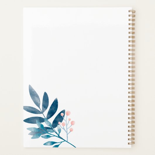 Sering Waterverf Bloemenkrans Monogram Planner (Achterkant)