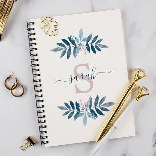 Sering Waterverf Bloemige Monogram Notitieboek