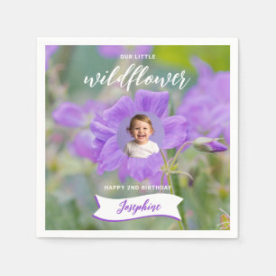 Sering Wilde Bloem Aangepaste Baby Foto Gelukkige Servet
