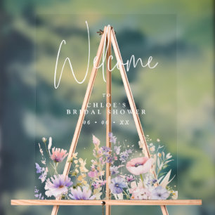 Sering Wilde Bloemen Bruiloft Feest Welkom Acryl Bord