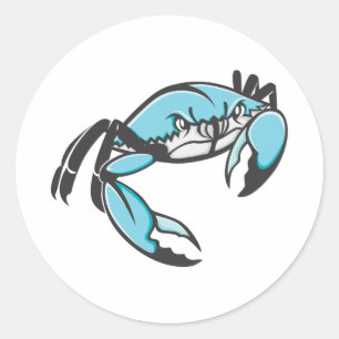 Serious Blue Crab in zwart-wit Ronde Sticker